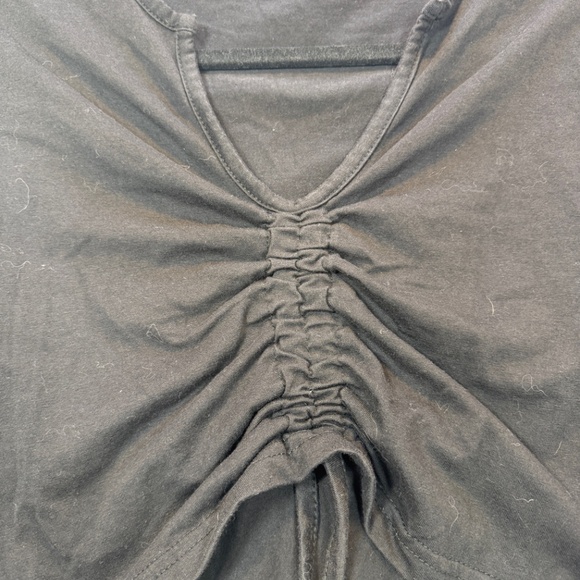 Missguided Crop Top Womens Size Large Black Long Sleeve Scrunch Front Goth 90s - Picture 2 of 6